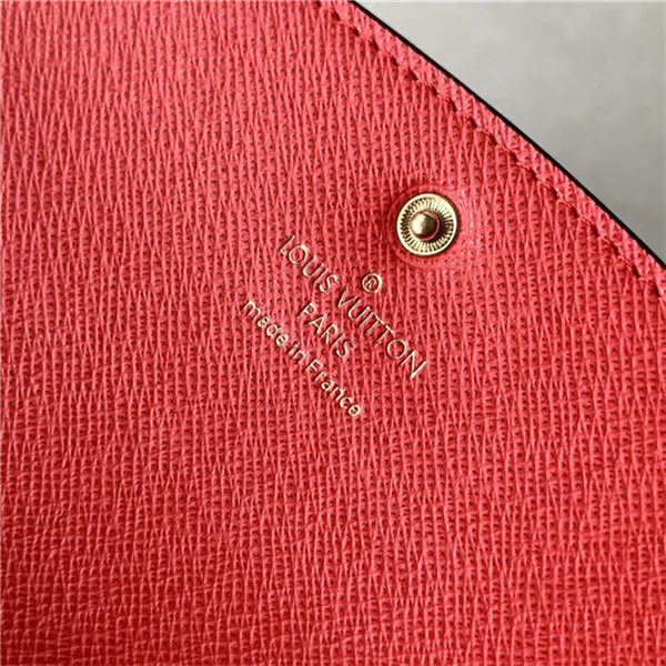 Louis Vuitton Emilie Wallet Damier Ebene Red High