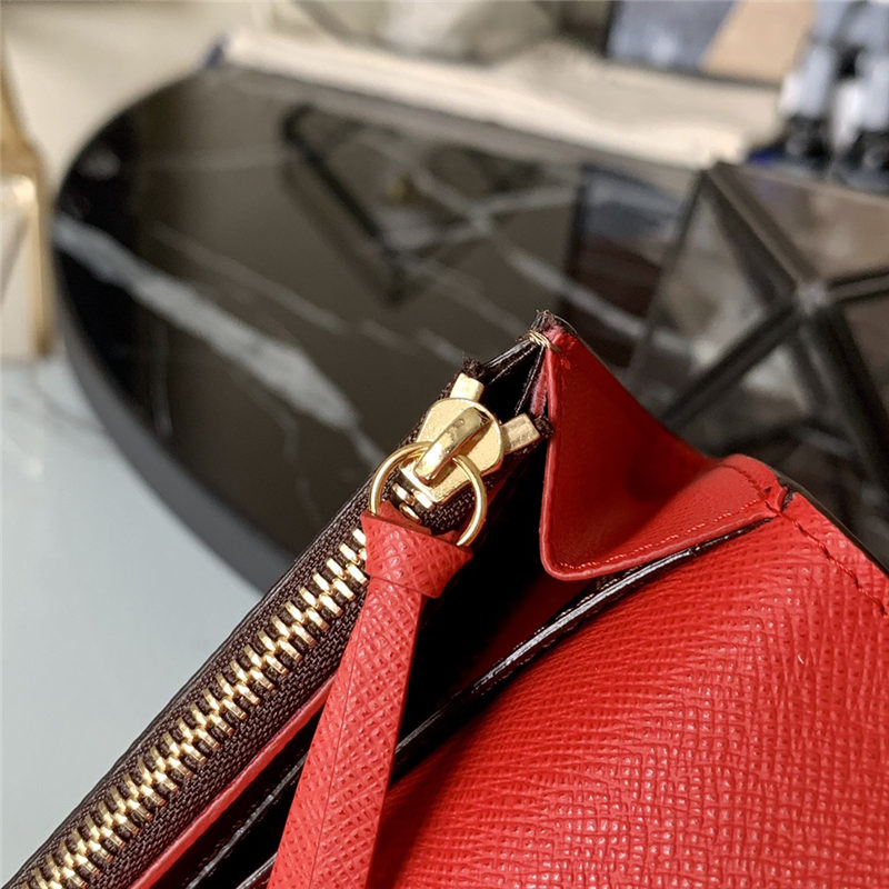 Louis Vuitton Emilie Wallet Damier Ebene Red High