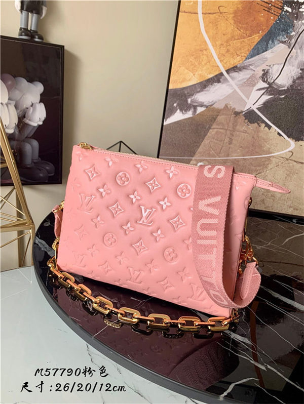 Louis Vuitton COUSSIN PM Monogram-embossed puffy lambskin Pink M57790 High