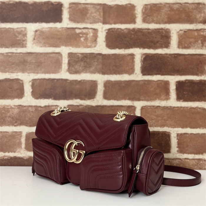 Gucci GG MARMONT SMALL MULTI-POCKET BAG 795228 Burgundy High