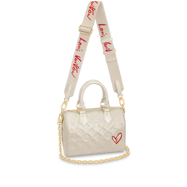 Louis Vuitton LIMITED EDITION - SPEEDY BANDOULIÈRE 22 Monogram-embossed puffy lambskin Ivory M58736 High