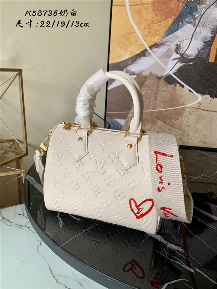 Louis Vuitton LIMITED EDITION - SPEEDY BANDOULIÈRE 22 Monogram-embossed puffy lambskin Ivory M58736 High