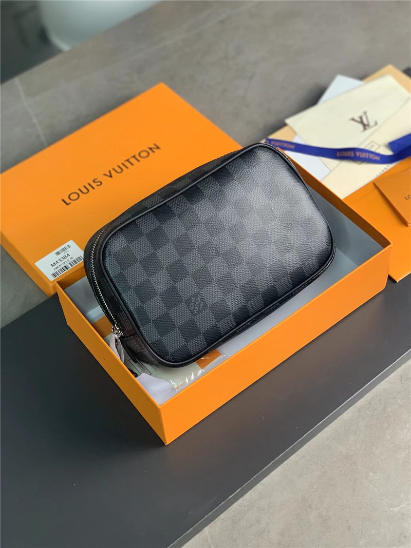 Louis Vuitton TOILET POUCH PM Damier Graphite canvas High