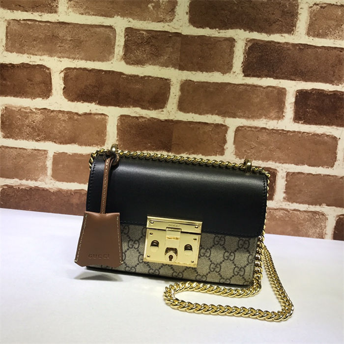 Gucci Padlock small GG shoulder bag 409487 Black High