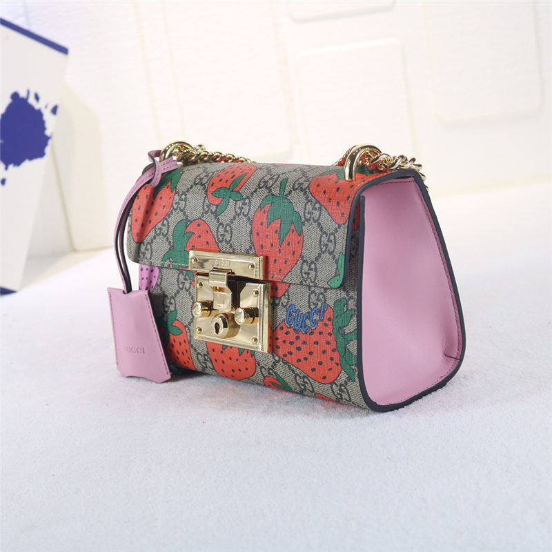 Gucci Padlock small GG shoulder bag 409487 Strawberry High