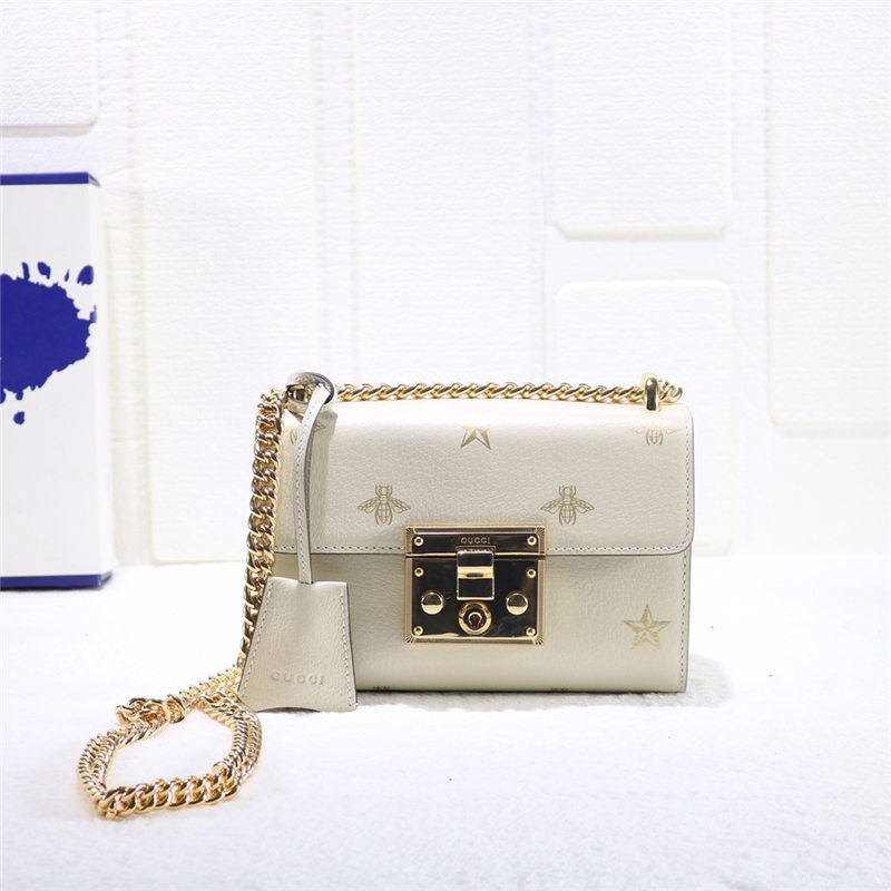 Gucci Padlock small shoulder bag 432182 Bee Star White High