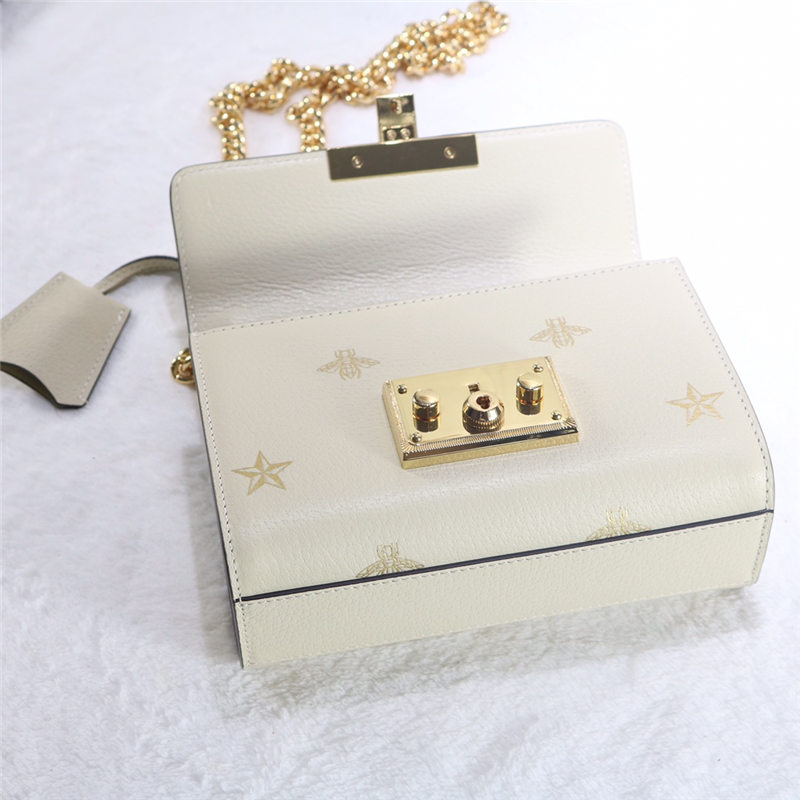 Gucci Padlock small shoulder bag 432182 Bee Star White High