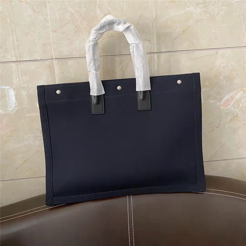 RIVE GAUCHE TOTE BAG IN LINEN AND LEATHER High