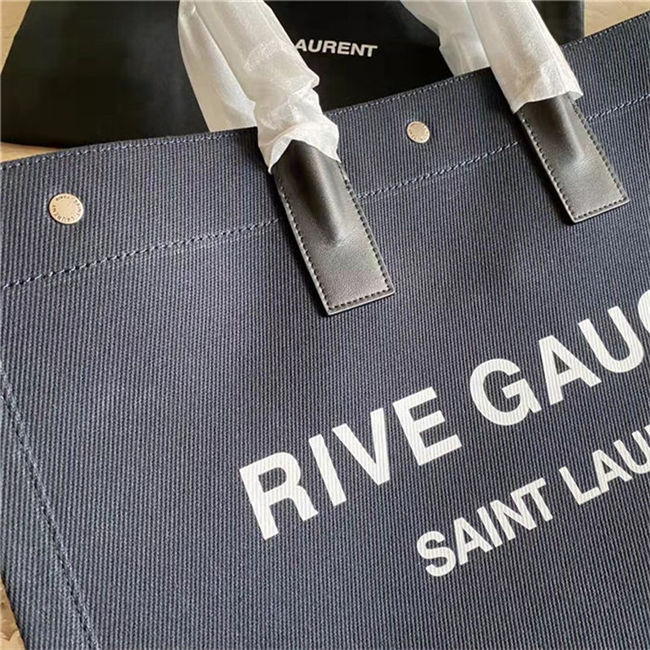 RIVE GAUCHE TOTE BAG IN LINEN AND LEATHER High