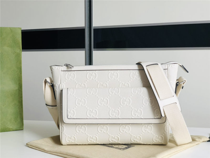 Gucci GG embossed messenger bag 658565 White High