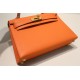 Hermes Kelly Mini II Bag Epsom Leather WAX Silver/Gold Metal Orange High