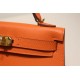 Hermes Kelly Mini II Bag Epsom Leather WAX Silver/Gold Metal Orange High