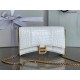 WOMEN'S HOURGLASS WALLET ON CHAIN IN Shiny Crocodile Embossed White High