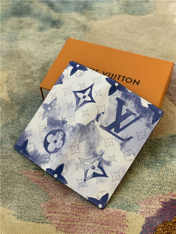 Louis Vuitton BRAZZA WALLET Monogram Watercolor M80457 Blue High