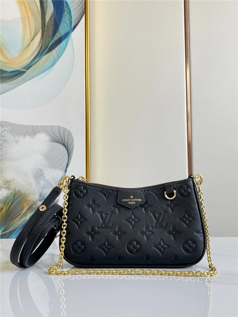 Louis Vuitton EASY POUCH ON STRAP Embossed Monogram Empreinte cowhide leather Black High