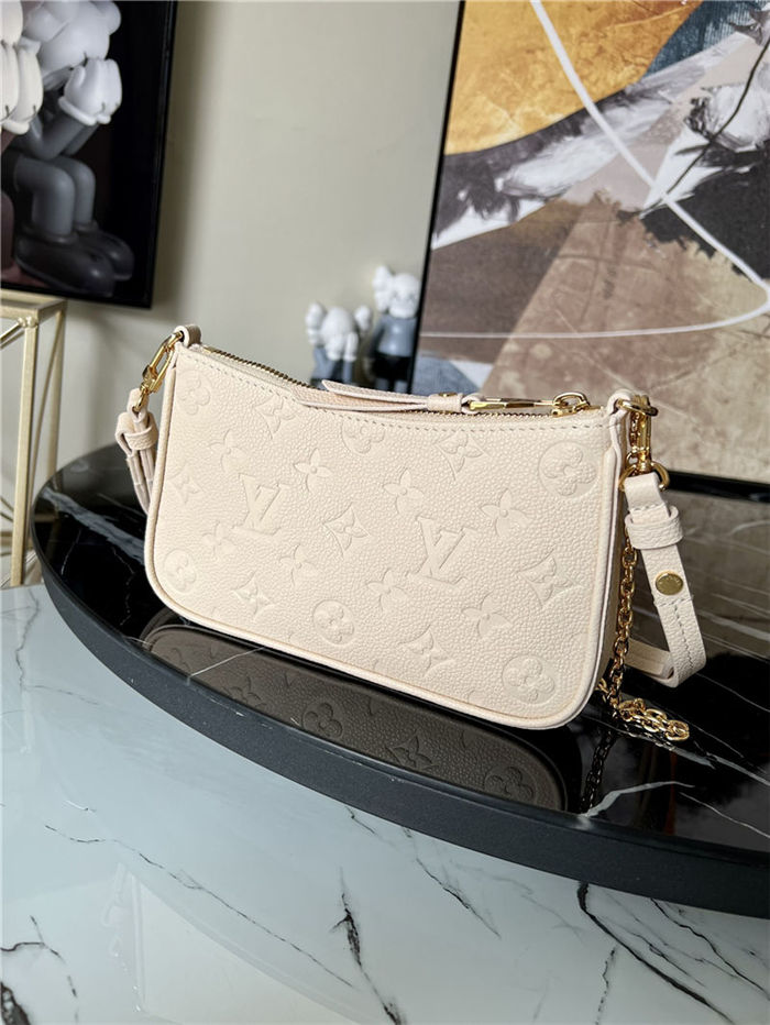 Louis Vuitton EASY POUCH ON STRAP Embossed Monogram Empreinte cowhide leather Cream High