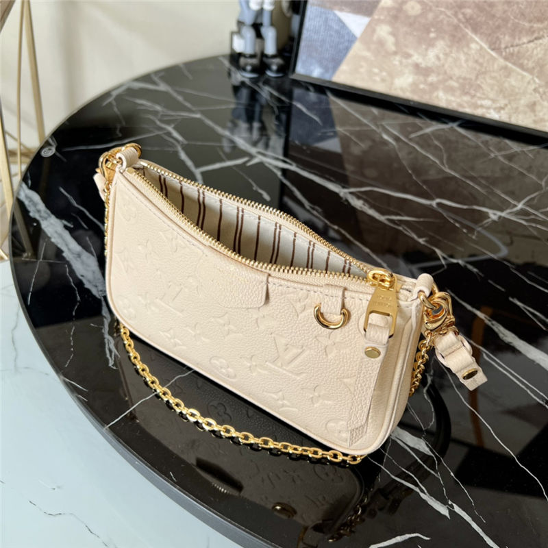 Louis Vuitton EASY POUCH ON STRAP Embossed Monogram Empreinte cowhide leather Cream High