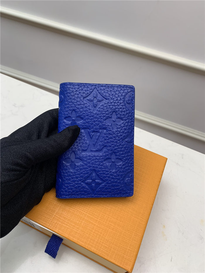 Louis Vuitton POCKET ORGANISER Monogram-embossed Taurillon cowhide leather M50585 Blue High