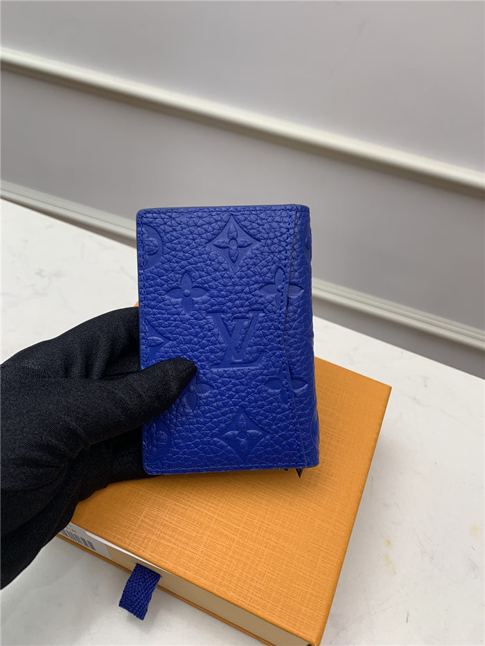 Louis Vuitton POCKET ORGANISER Monogram-embossed Taurillon cowhide leather M50585 Blue High