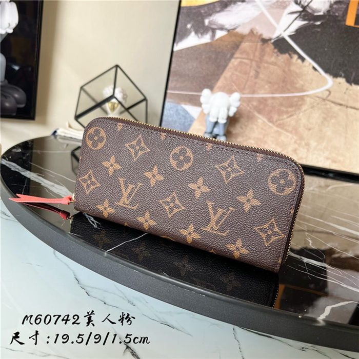 Louis Vuitton CLÉMENCE WALLET Monogram Coral-Lining M60742 High