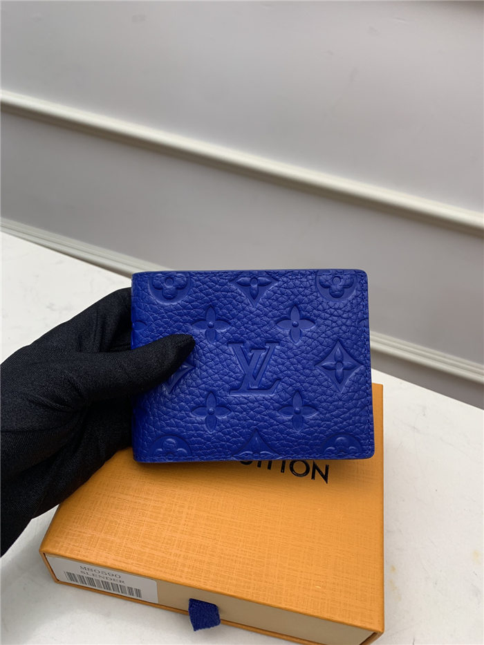 Louis Vuitton SLENDER WALLET Taurillon cowhide leather M80590 Blue High