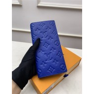 Louis Vuitton BRAZZA WALLET Monogram-embossed Taurillon cowhide leather M80592 Blue High