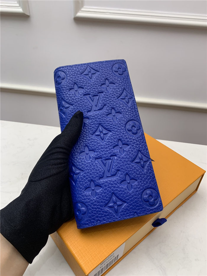 Louis Vuitton BRAZZA WALLET Monogram-embossed Taurillon cowhide leather M80592 Blue High