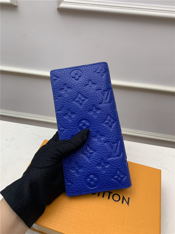 Louis Vuitton BRAZZA WALLET Monogram-embossed Taurillon cowhide leather M80592 Blue High