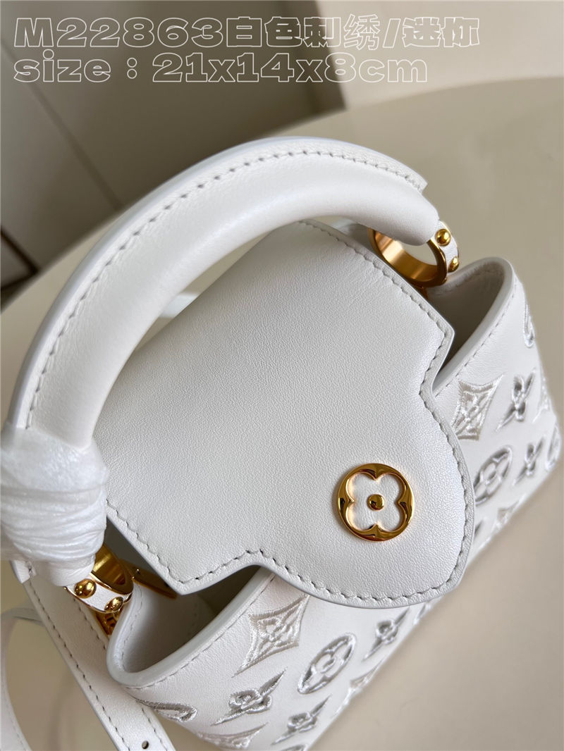 Louis Vuitton Capucines Mini Calfskin leather embroidery White M22922/M22863 High