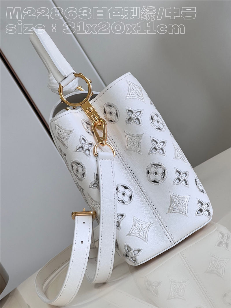 Louis Vuitton Capucines MM Calfskin leather embroidery White M22922/M22863 High