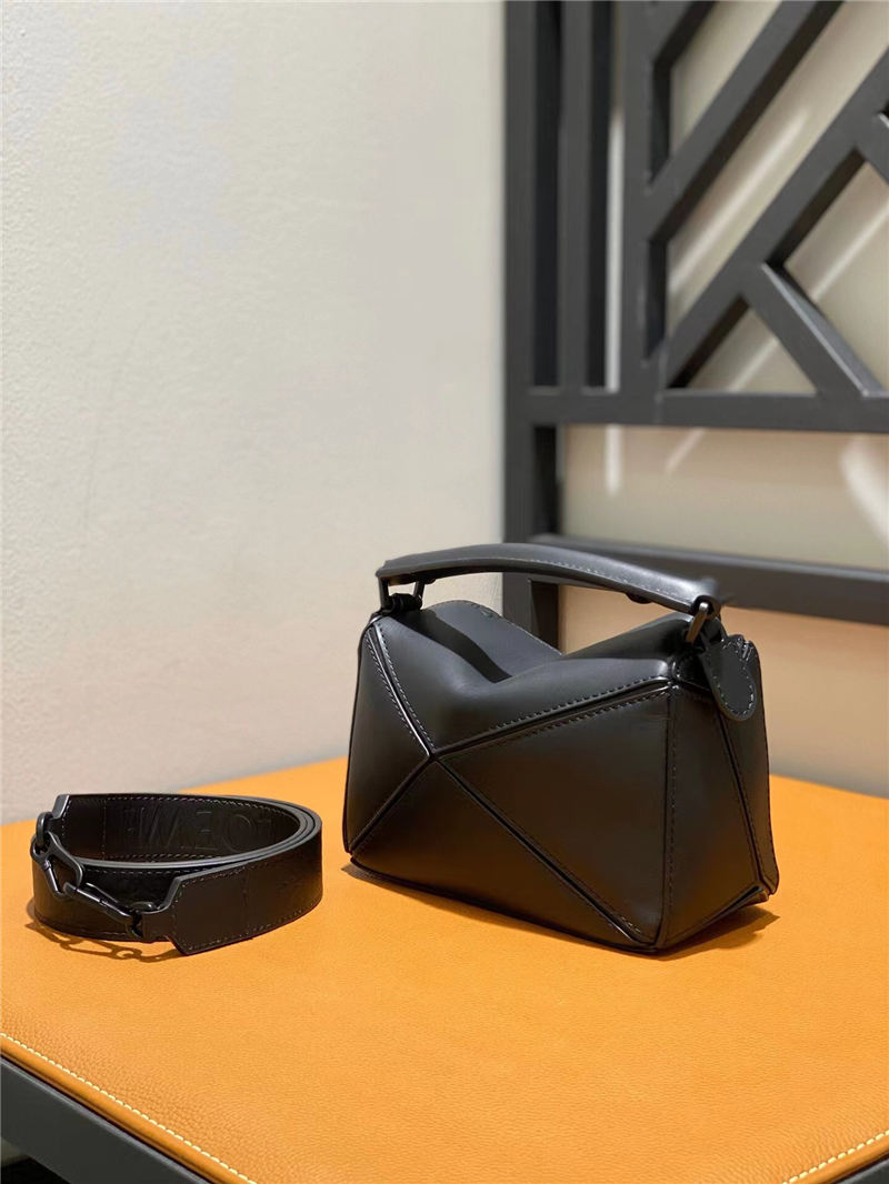 Mini Puzzle bag in satin calfskin Black High