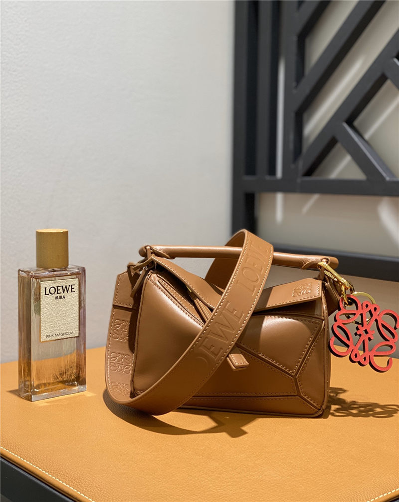 Mini Puzzle bag in satin calfskin Pecan High