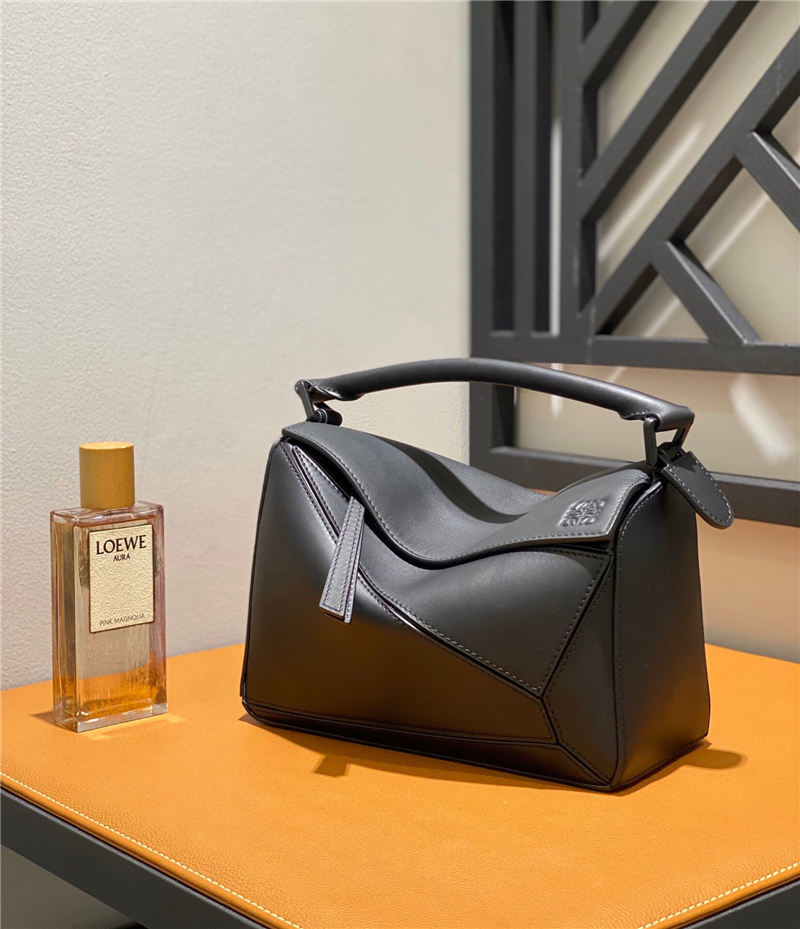 Small Puzzle bag in satin calfskin Black High