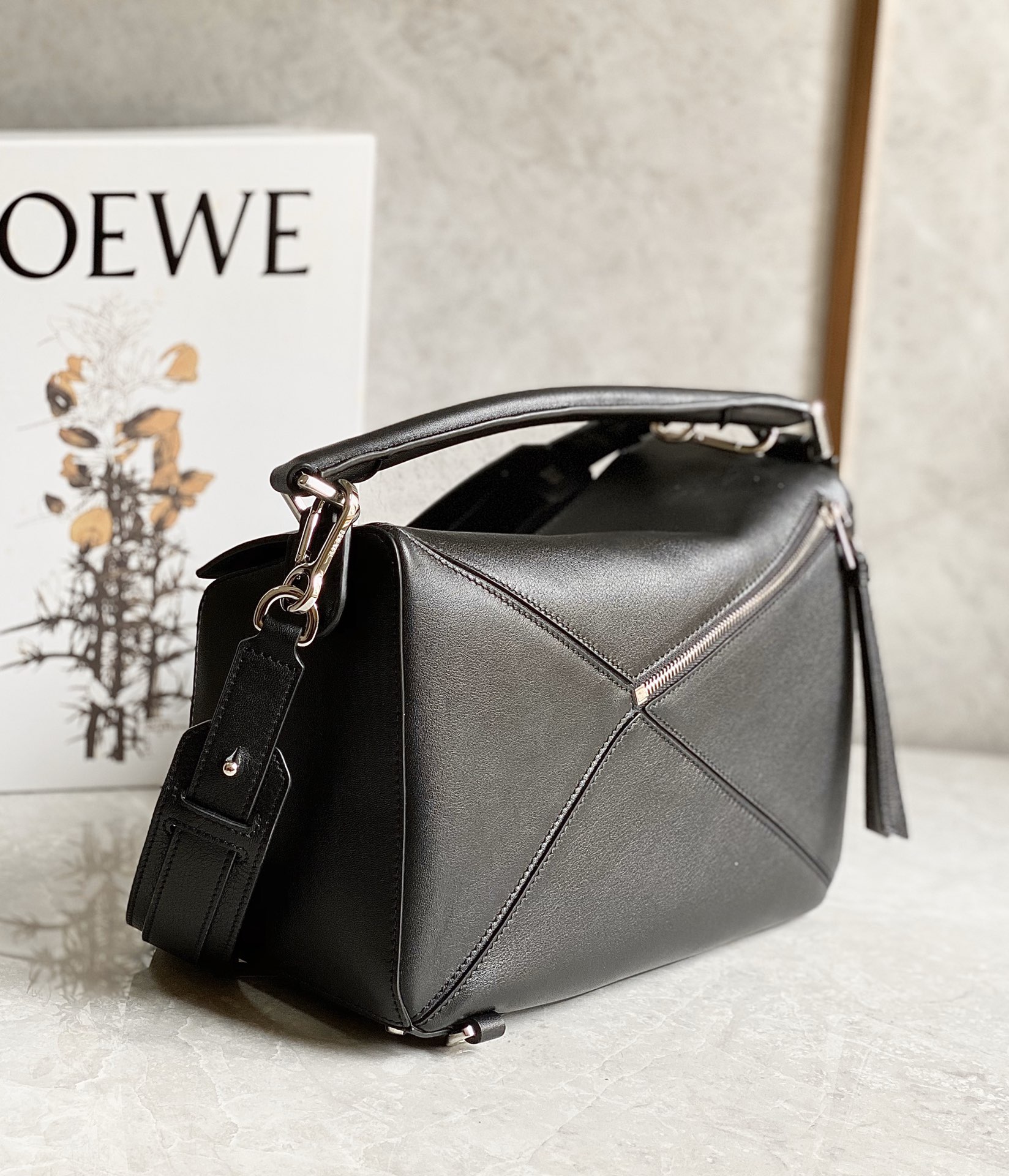 Puzzle bag 29cm in classic calfskin Black High