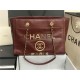 SHOPPING BAG Shiny Calfskin Crystal Pearls Strass Enamel Gold-Tone & Ruthenium-Finish Metal Burgundy High