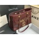 SHOPPING BAG Shiny Calfskin Crystal Pearls Strass Enamel Gold-Tone & Ruthenium-Finish Metal Burgundy High