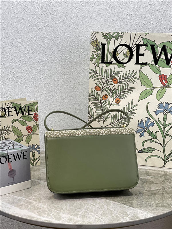 Goya bag in Anagram jacquard and calfskin Green High