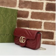 GG MARMONT MATELASSÉ SUPER MINI BAG 476433 Burgundy High