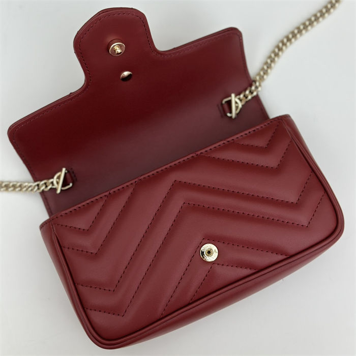 GG MARMONT MATELASSÉ SUPER MINI BAG 476433 Burgundy High