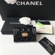 BOY Chanel CARD HOLDER Lambskin & Gold-Tone Metal Black High