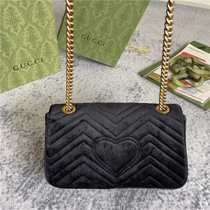 GG Marmont small matelassé shoulder bag 443497 Black Velvet High