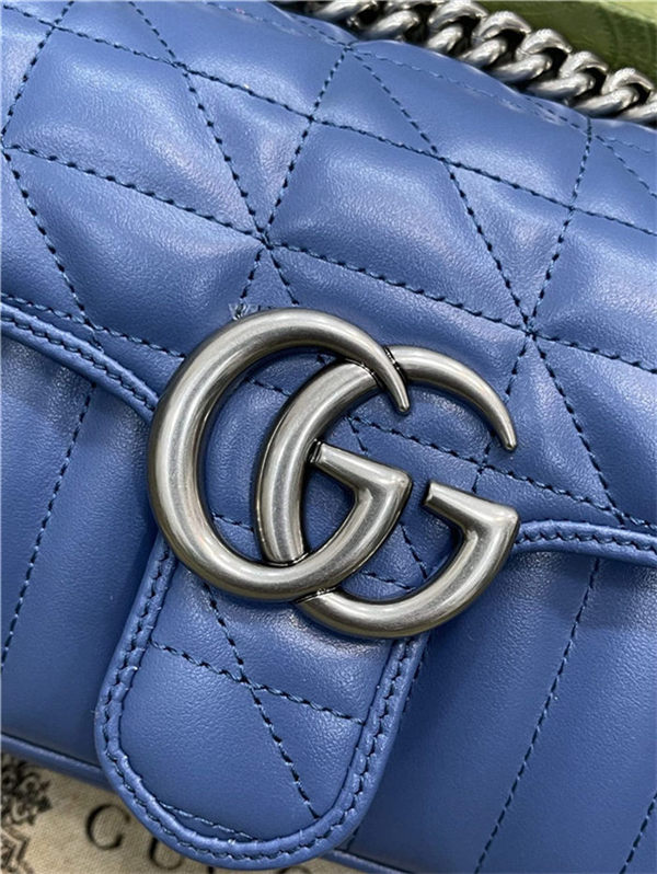 GG Marmont mini New matelassé shoulder bag 446744 Blue High