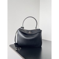 WOMEN'S RODEO SMALL HANDBAG smooth calfskin Black Silver-Metal High