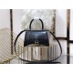 WOMEN'S HOURGLASS SMALL TOP HANDLE BAG Leather Black High