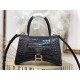 WOMEN'S HOURGLASS SMALL TOP HANDLE BAG Crocodile Black High