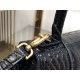 WOMEN'S HOURGLASS SMALL TOP HANDLE BAG Crocodile Black High