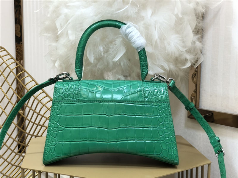 WOMEN'S HOURGLASS SMALL TOP HANDLE BAG Crocodile Green High