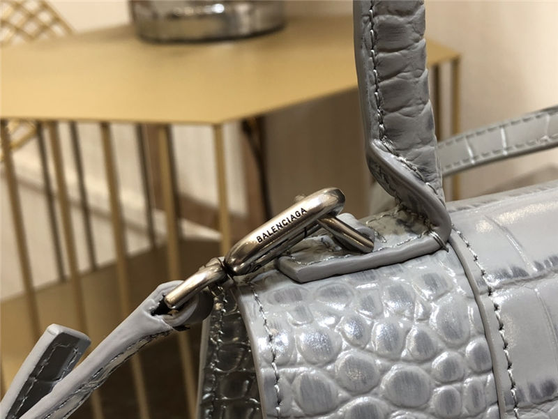 WOMEN'S HOURGLASS SMALL TOP HANDLE BAG Crocodile Grey High