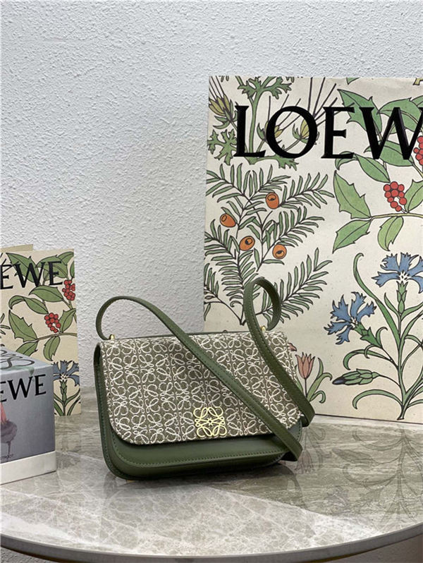 Small Goya bag in Anagram jacquard and calfskin Green High