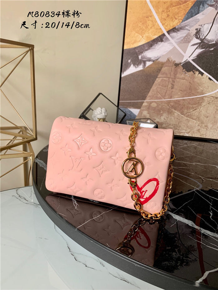 Louis Vuitton LIMITED EDITION - POCHETTE COUSSIN Monogram-embossed lambskin Pink M80834 High